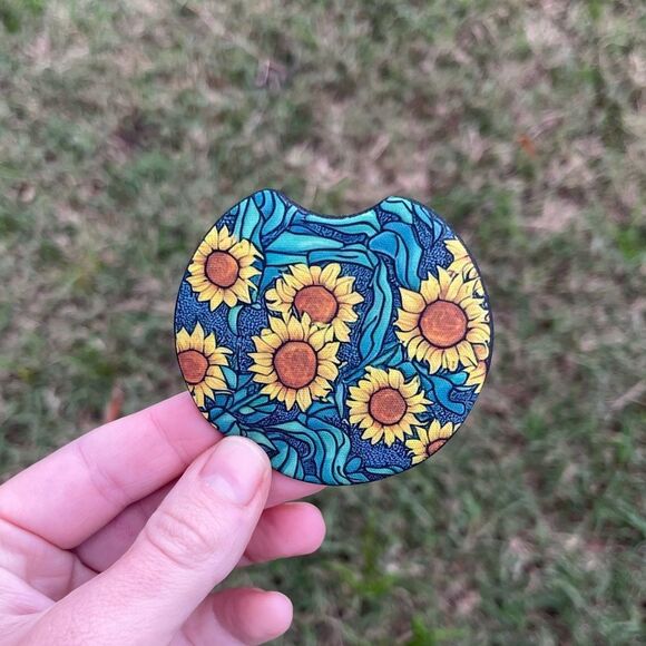 Sunflower Fields Car Coaster Set | Car Accessories - Picture 14 of 14